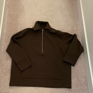 Size M-L Green Zara Half Zip Sweatshirt with front pocket